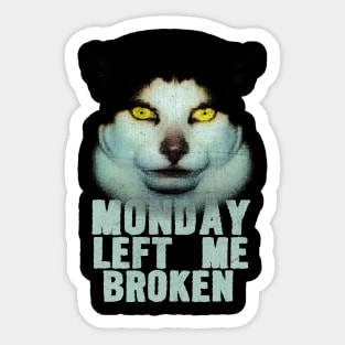 Monday Left Me Broken Cat | Funny Meme T-Shirt | Oddly Specific Shirt | Weird Sticker